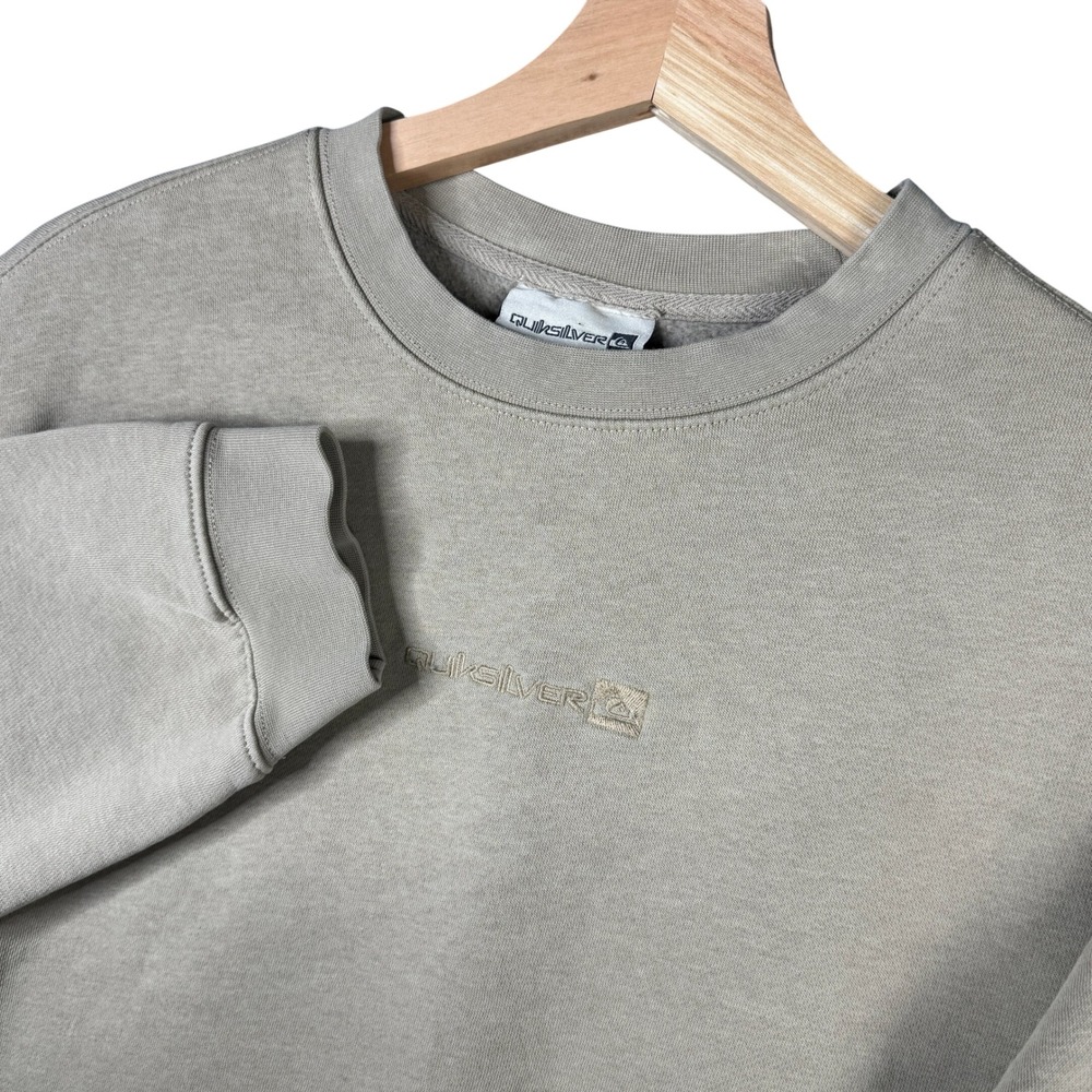 Quiksilver Mens Small Tan Embroidered Logo Crewneck Sweatshirt 1908315 Beige